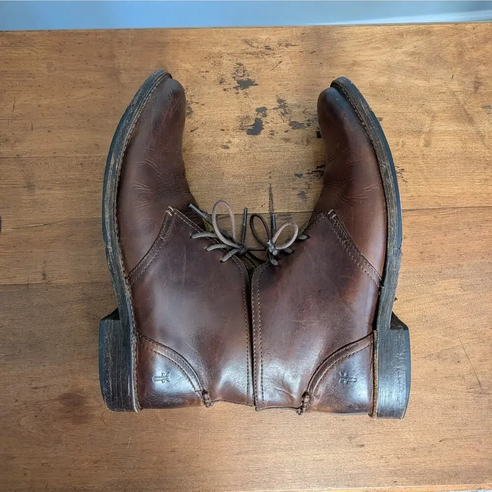 Frye Oliver Chukka Leather Boots Men's Brown 3487822, Size 10.5 D